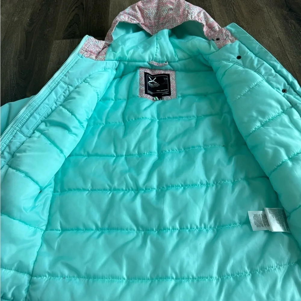 Arctix Winter Coat. Girls size large. Teal with pink details.